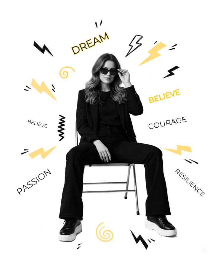 Dream · Believe · Courage · Passion · Resilience